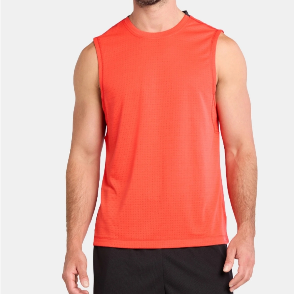 Athletic Works Men's Size Small Mixed Media Tank Top Ember Orange NWT